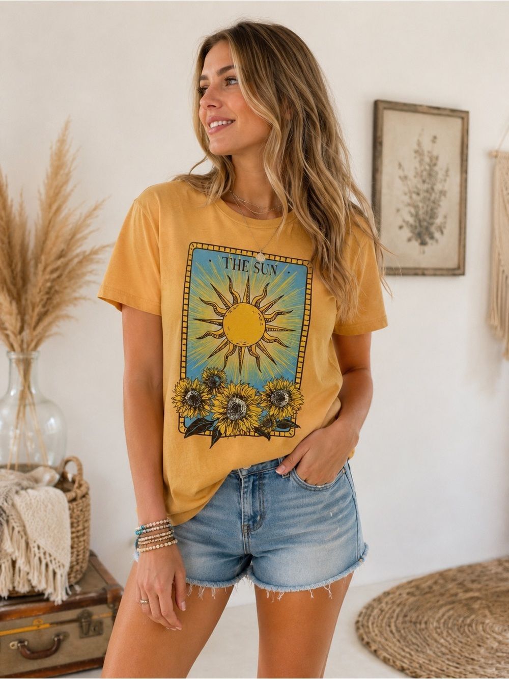 Mighty Fine Sunflower Graphic Tee in Mustard
